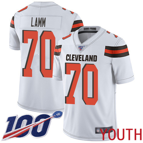 Cleveland Browns Kendall Lamm Youth White Limited Jersey #70 NFL Football Road 100th Season Vapor Untouchable->youth nfl jersey->Youth Jersey
